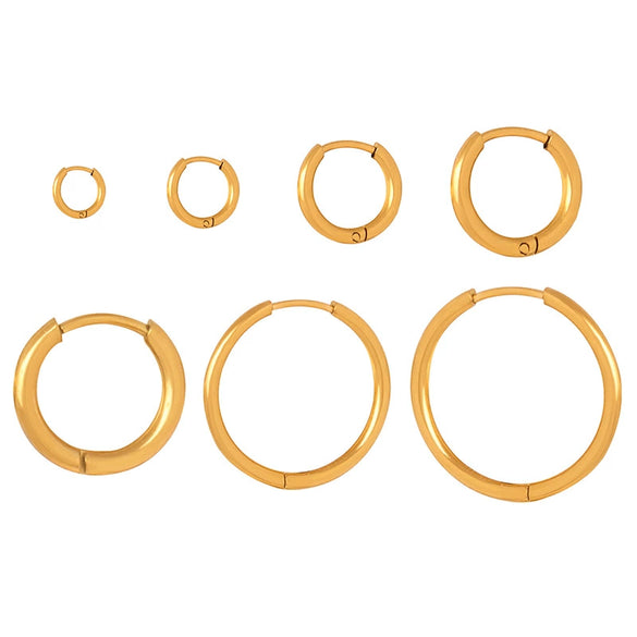 Wholesale Retro Large Circle Earrings For Women Titanium Steel 18K Gold Electroplated Geometric Design Non Fading