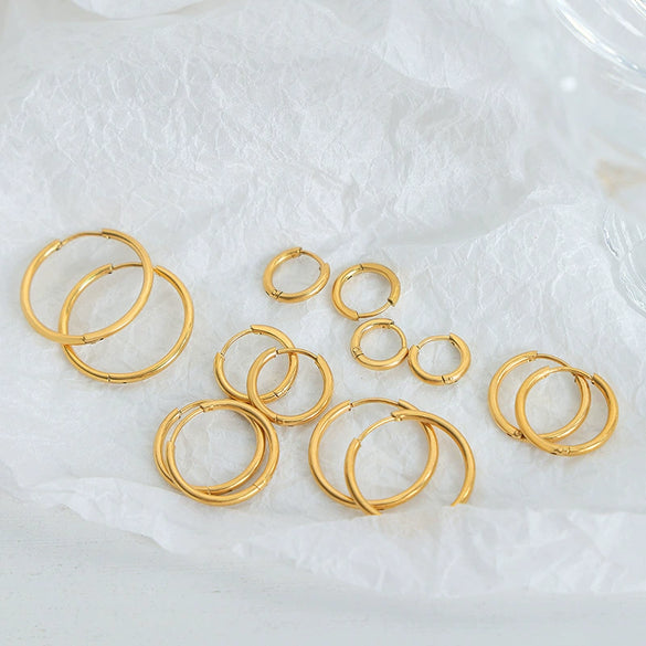 Wholesale Retro Large Circle Earrings For Women Titanium Steel 18K Gold Electroplated Geometric Design Non Fading