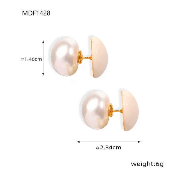 Wholesale Retro Light Luxury Style Copper Enamel Glaze Imitation Pearl Geometric Earrings For Women