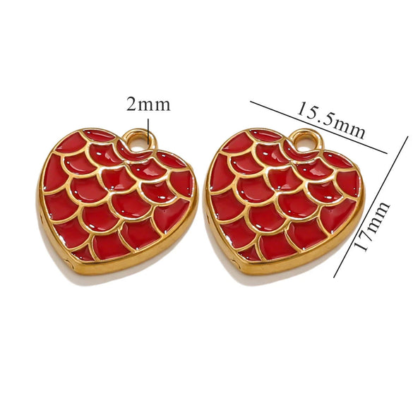 Wholesale Retro Love Shape Stainless Steel Pendant With Dragon Scale Corrugated Design And Electroplating Treatment