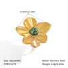 Wholesale Retro Luxury High End Ring Jewelry For Women Flower Inlaid African Turquoise Titanium Steel Geometric Shape Pvd Vacuum Real Gold Electroplating