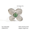 Wholesale Retro Luxury High End Ring Jewelry For Women Flower Inlaid African Turquoise Titanium Steel Geometric Shape Pvd Vacuum Real Gold Electroplating