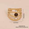 Wholesale Retro Maillard Style Natural Tiger Stone Geometric Ring For Women Stainless Steel With Electroplating