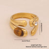 Wholesale Retro Maillard Style Natural Tiger Stone Geometric Ring For Women Stainless Steel With Electroplating