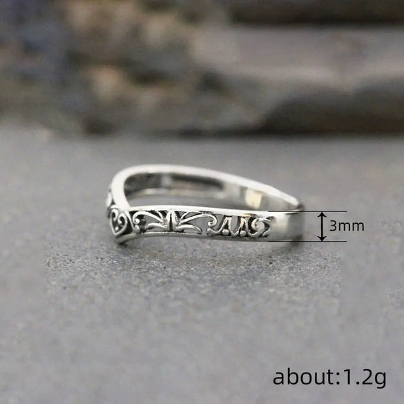 Wholesale Retro Medieval Cut Out Heart Shape Geometric Copper Ring For Women With Electroplating