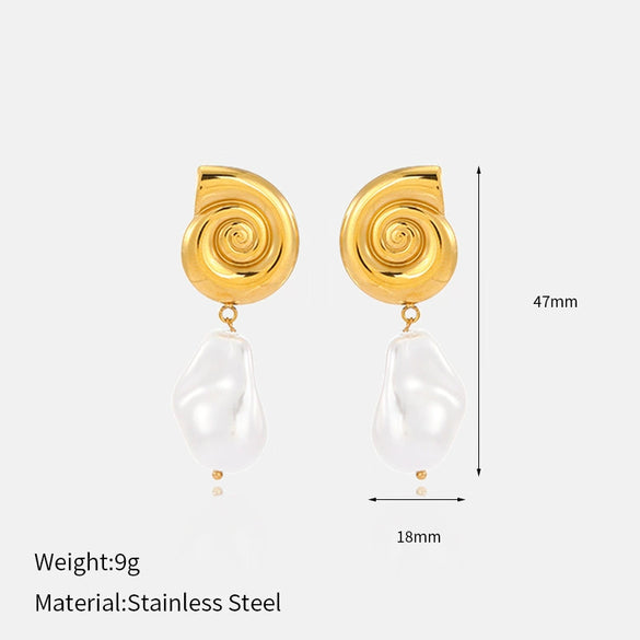 Wholesale Retro Minimalist Pearl Stainless Steel Electroplated Earrings For Women