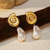 Wholesale Retro Minimalist Pearl Stainless Steel Electroplated Earrings For Women
