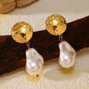 Wholesale Retro Minimalist Pearl Stainless Steel Electroplated Earrings For Women