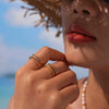 Wholesale Retro Multilayer Cross Geometric Zircon Stainless Steel Goldplated Women's Ring