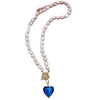 Wholesale Retro Natural Pearl And Alloy Heart Geometric Necklace With Ball Chain
