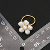 Wholesale Retro Natural Pearl Geometric Baroque Flower Winding Open Ring
