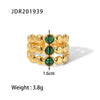 Wholesale Retro Natural Stone And Zircon Ring And Bracelet For Women Titanium Steel Open Ring With Set Precious Stones Geometric Styling