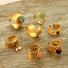 Wholesale Retro Natural Stone Hand Jewelry Stainless Steel Open Ring With Geometric Design And Electroplating For Women