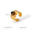 Wholesale Retro Natural Stone Hand Jewelry Stainless Steel Open Ring With Geometric Design And Electroplating For Women