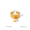 Wholesale Retro Natural Stone Hand Jewelry Stainless Steel Open Ring With Geometric Design And Electroplating For Women