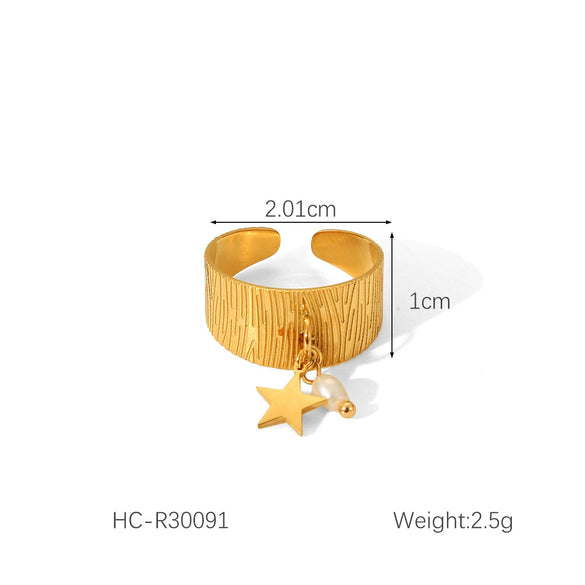 Wholesale Retro Natural Stone Hand Jewelry Stainless Steel Open Ring With Geometric Design And Electroplating For Women