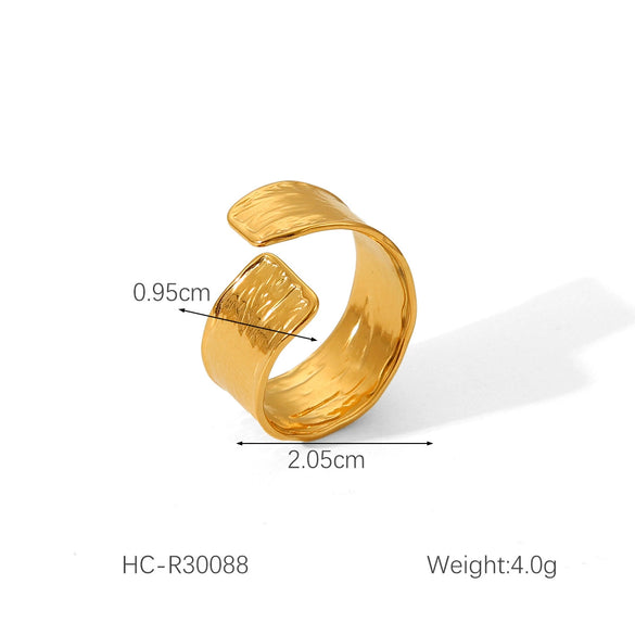 Wholesale Retro Natural Stone Hand Jewelry Stainless Steel Open Ring With Geometric Design And Electroplating For Women