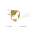 Wholesale Retro Natural Stone Hand Jewelry Stainless Steel Open Ring With Geometric Design And Electroplating For Women