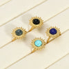 Wholesale Retro Natural Stone Opening Ring With Sunflower Pattern In Titanium Steel Vacuum Real Gold In Pvd Furnace Treatment For Women