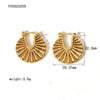 Wholesale Retro New Stainless Steel Fanshaped Earrings With Geometric And U Shape Patterns Electroplated For Women