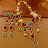 Wholesale Retro Niche Design Alloy Diamond Pearl Water Drop Clavicle Necklace With Geometric Style