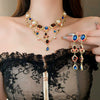 Wholesale Retro Niche Design Alloy Diamond Pearl Water Drop Clavicle Necklace With Geometric Style