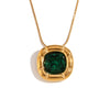Wholesale Retro Niche Fashion Women's Stainless Steel Earrings And Necklace With Round Angle Square Flower Zircon Studs And Electroplated 18K Gold Finish