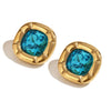 Wholesale Retro Niche Fashion Women's Stainless Steel Earrings And Necklace With Round Angle Square Flower Zircon Studs And Electroplated 18K Gold Finish