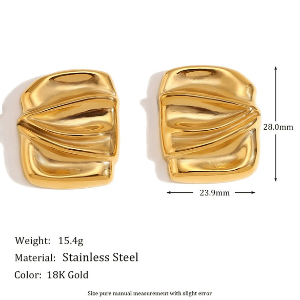 Wholesale Retro Niche High End Geometric Irregular Women's Earrings Stainless Steel 18K Gold Plated