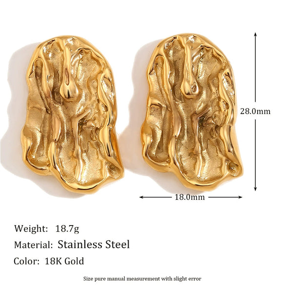 Wholesale Retro Niche High End Geometric Irregular Women's Earrings Stainless Steel 18K Gold Plated