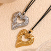 Wholesale Retro Niche Necklace Pendant With Hammer Pattern And Heart Shape Stainless Steel 18K Gold Plated