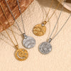 Wholesale Retro Niche Personality Pendant Necklace For Women Stainless Steel 18K Gold Plated Geometric Sun Moon Pendant Electroplated