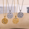 Wholesale Retro Niche Personality Pendant Necklace For Women Stainless Steel 18K Gold Plated Geometric Sun Moon Pendant Electroplated