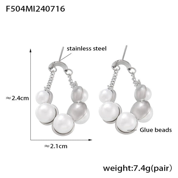 Wholesale Retro Pearl Earrings For Women Stainless Steel 18K Gold Plated High Temperament Design Simple All Match