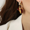 Wholesale Retro Personality Irregular Copper Enamel Glaze Cow Pattern Dripping Oil Earrings For Women