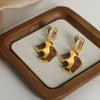 Wholesale Retro Personality Irregular Copper Enamel Glaze Cow Pattern Dripping Oil Earrings For Women