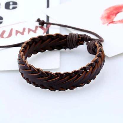 Wholesale Retro Personality Male Imitation Leather Bracelet Woven Multilayer Bracelet