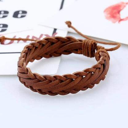 Wholesale Retro Personality Male Imitation Leather Bracelet Woven Multilayer Bracelet