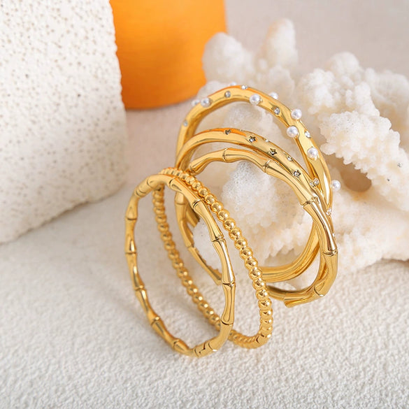 Wholesale Retro Personality Simple Geometric 316L Stainless Steel Open Bracelet With Pvd Plating