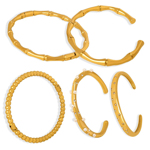 Wholesale Retro Personality Simple Geometric 316L Stainless Steel Open Bracelet With Pvd Plating