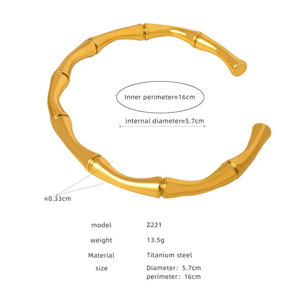 Wholesale Retro Personality Simple Geometric 316L Stainless Steel Open Bracelet With Pvd Plating