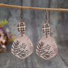 Wholesale Retro Plant Wooden Earrings With Plaid Irregular Shape And Printing