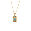 Wholesale Retro Popular Fashion Pendant Jewelry Stainless Steel Rectangular Geometric Oil Dropping Zircon Tarot Necklace With Electroplating
