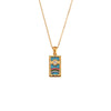 Wholesale Retro Popular Fashion Pendant Jewelry Stainless Steel Rectangular Geometric Oil Dropping Zircon Tarot Necklace With Electroplating