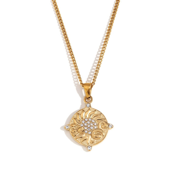 Wholesale Retro Popular Fashion Pendant Jewelry Stainless Steel Rectangular Geometric Oil Dropping Zircon Tarot Necklace With Electroplating