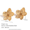 Wholesale Retro Popular Women's Stainless Steel Earrings 18K Gold Plated Casting Three Dimensional Flower Studs Electroplated