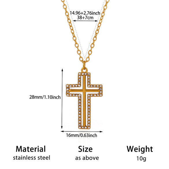 Wholesale Retro Punk Cross Stainless Steel Gold Electroplated Necklace For Unisex