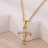 Wholesale Retro Punk Cross Stainless Steel Gold Electroplated Necklace For Unisex