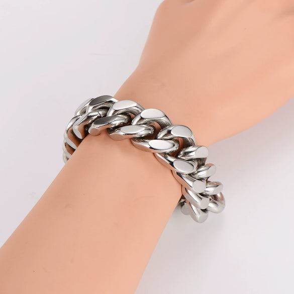 Wholesale Retro Punk Geometric Stainless Steel Polish Men's Bracelet