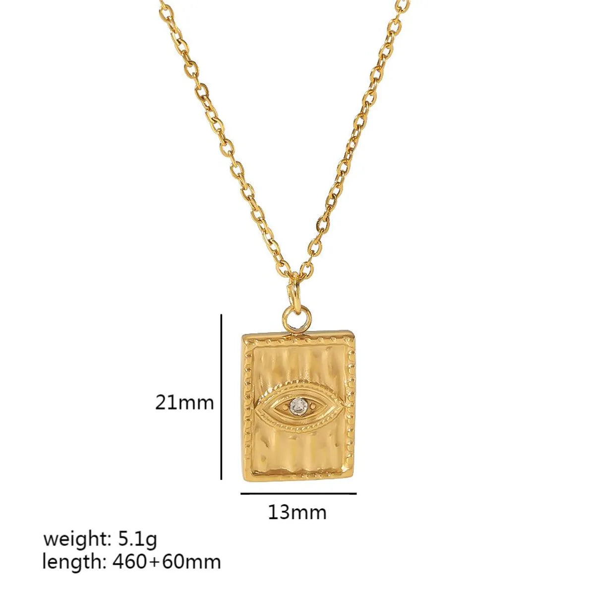 Wholesale Retro Quadrilateral Round Eye Stainless Steel Polishing Plating 18k Gold Plated Pendant Necklace